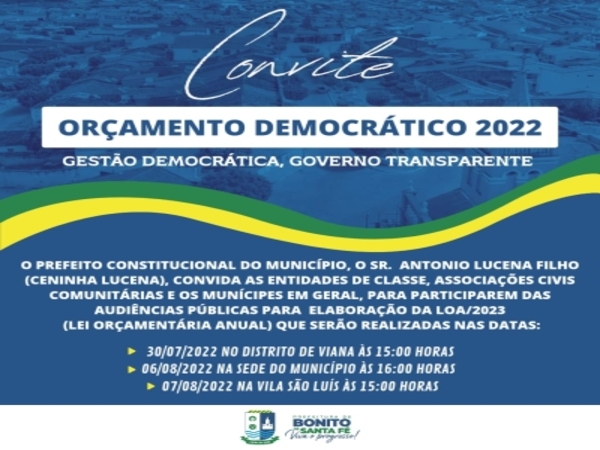 Orçamento Democrático 2022 - Elaboração da LDO para 2023 (30/07 a 06/08)